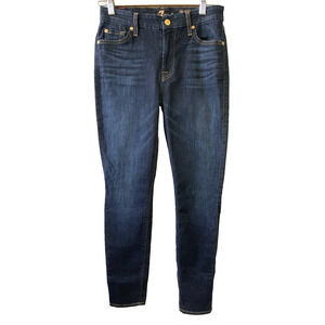 7 For All Mankind Jeans Womens Size 27x28 Mid Rise Ankle Skinny Fit Blue Denim
